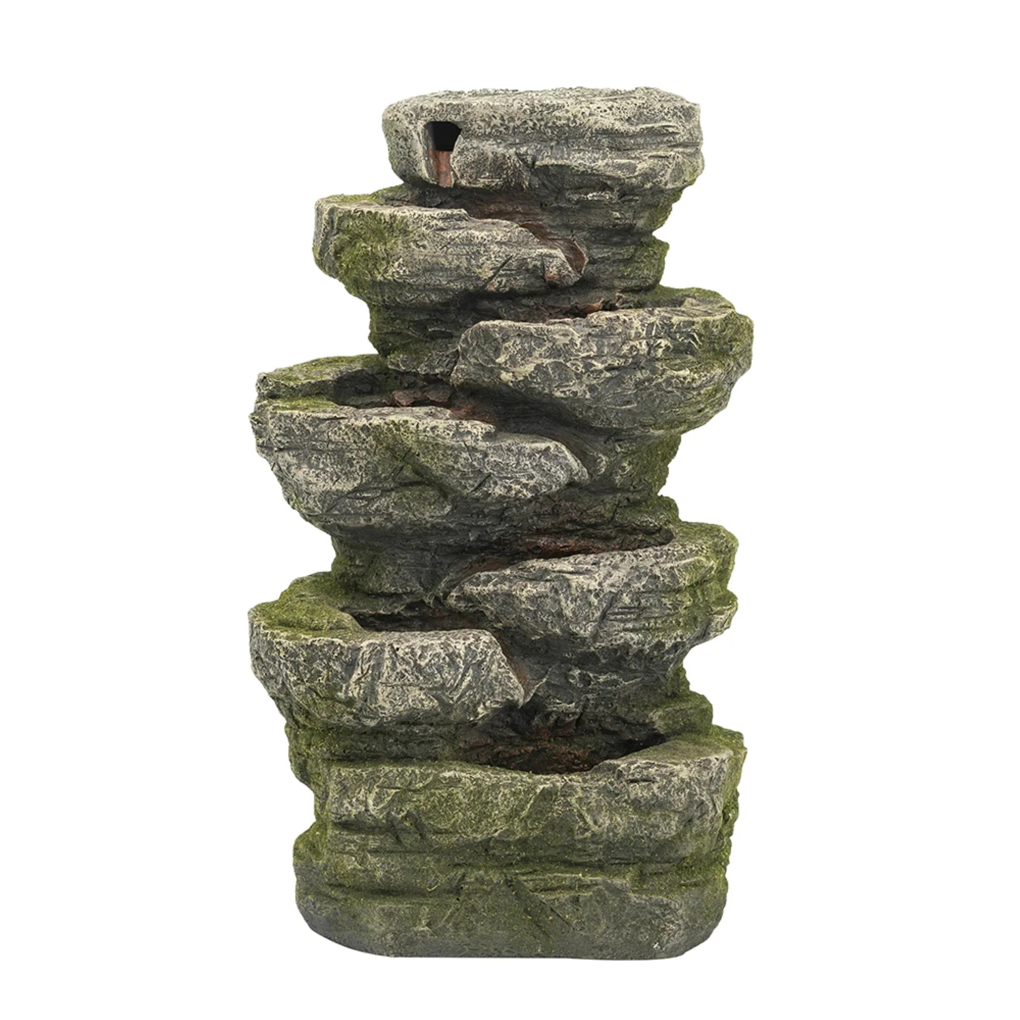 CC Home Furnishings Cascading Stone Tabletop Outdoor Fountain with Light - 13.75" - Brown