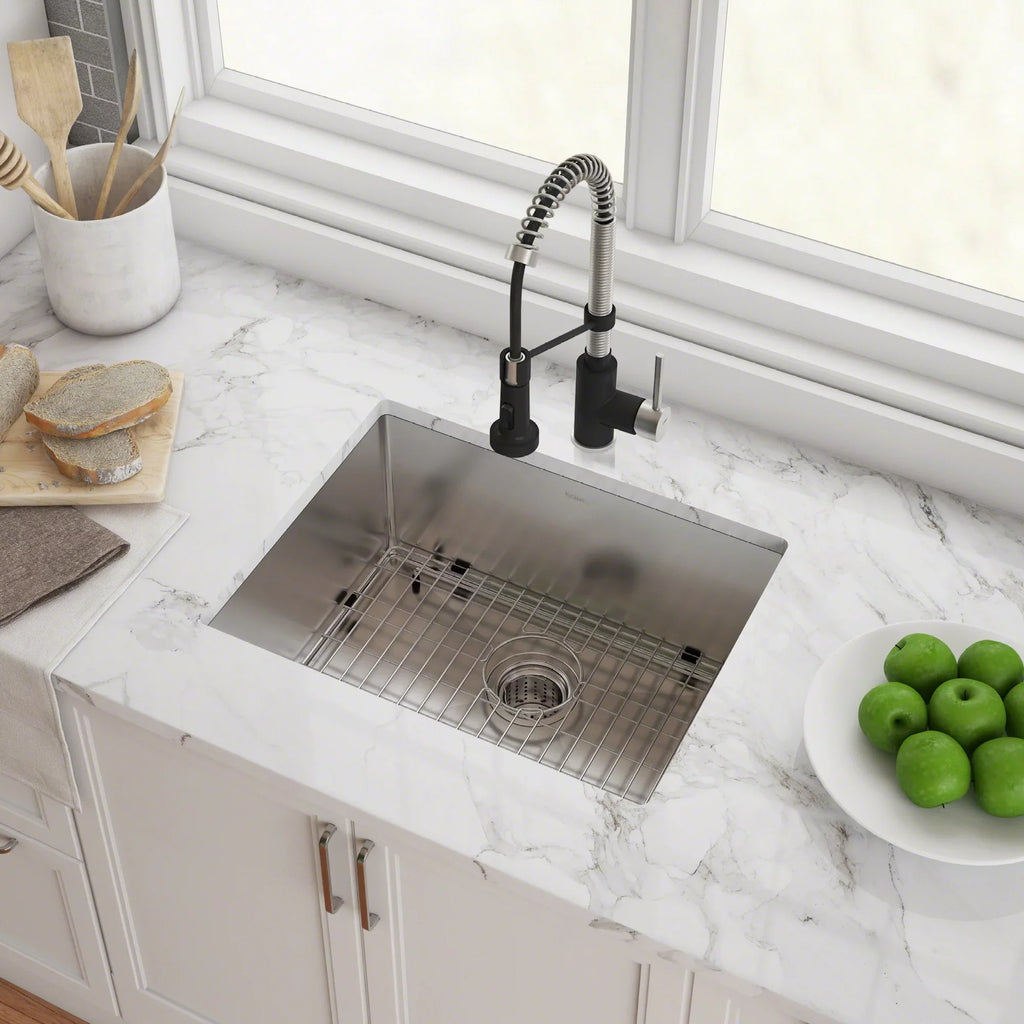 Kraus Standard PRO 23-inch 16 Gauge Undermount Single Bowl Stainless Steel Kitchen Sink with Waste Guard Continuous Feed Garbage Disposal