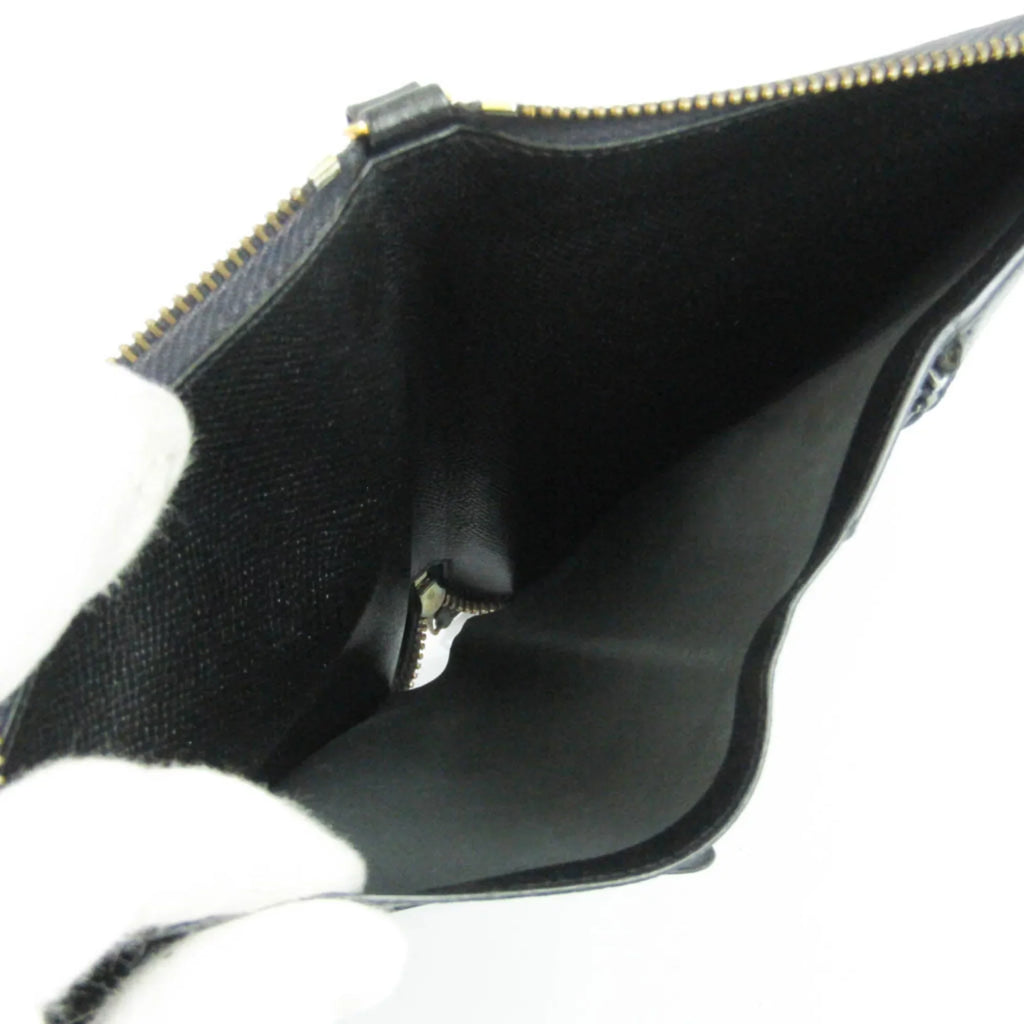 Pre-Owned Hermes Travel Case Men,Women Epsom Leather Long Wallet (bi-fold) Black (Good)