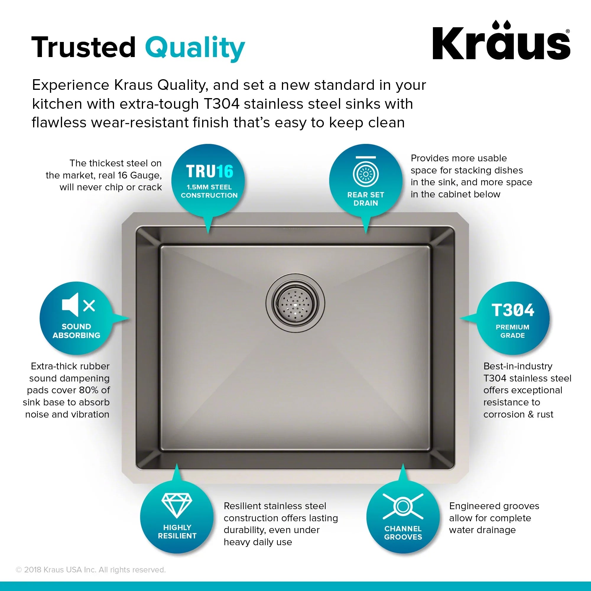 Kraus Standard PRO 23-inch 16 Gauge Undermount Single Bowl Stainless Steel Kitchen Sink with Waste Guard Continuous Feed Garbage Disposal