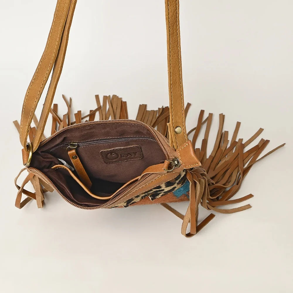OH OHLAY OHA116 HOBO Upcycled Wool Hair-on Genuine Leather women bag western handbag purse