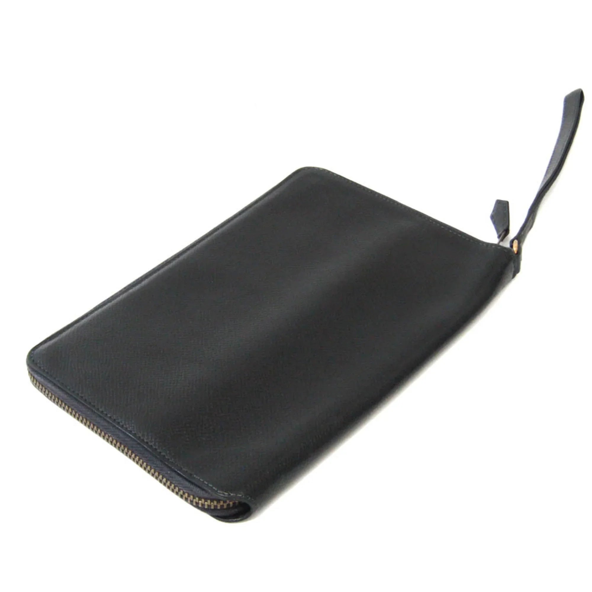 Pre-Owned Hermes Travel Case Men,Women Epsom Leather Long Wallet (bi-fold) Black (Good)