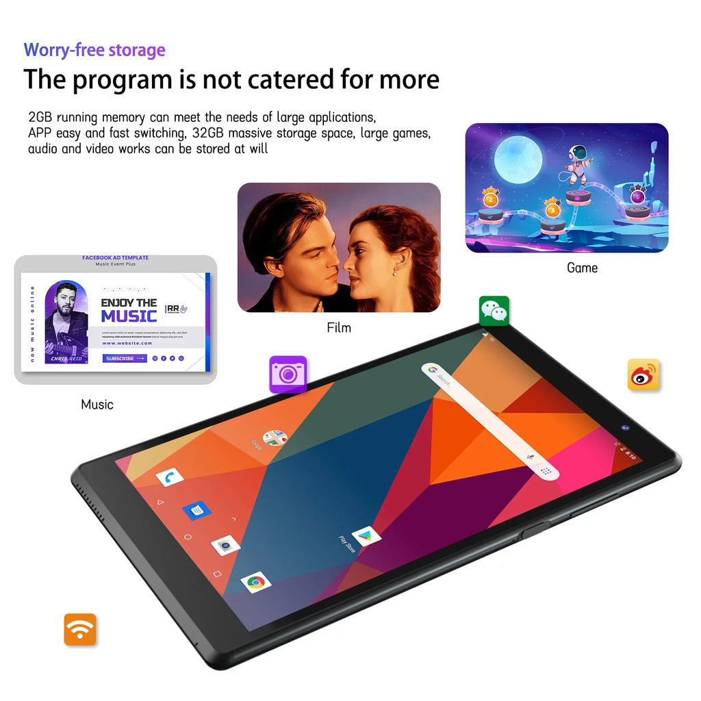 Tablet 8 in Tab PC, Android 11 Tablets, Quad-Core 2GB RAM 32GB ROM WiFi IPS 8 Inch HD Display 4300mAh Tablets. (Black)
