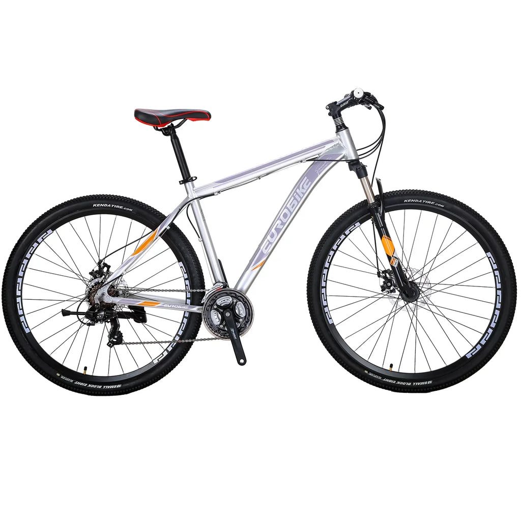 Mountain Bike, Eurobike X9 Mountain Bikes 29 Inches, 29er, 19 inch Aluminum, 21 Speed,Dual Disc Brakes, Mens Bicycle for Adults Multi-Spoke Silver
