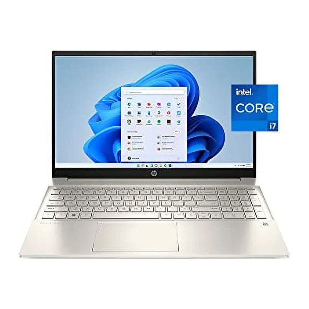 HP 2022 Pavilion 15.6" IPS FHD Touchscreen Laptop Intel 4-Core i5-1135G7 Iris Xe Graphics 16GB RAM DDR4 512GB NVMe SSD USB-C WiFi AX Bluetooth HDMI Webcam Backlit KB Gold Windows 10 Home w/RE USB
