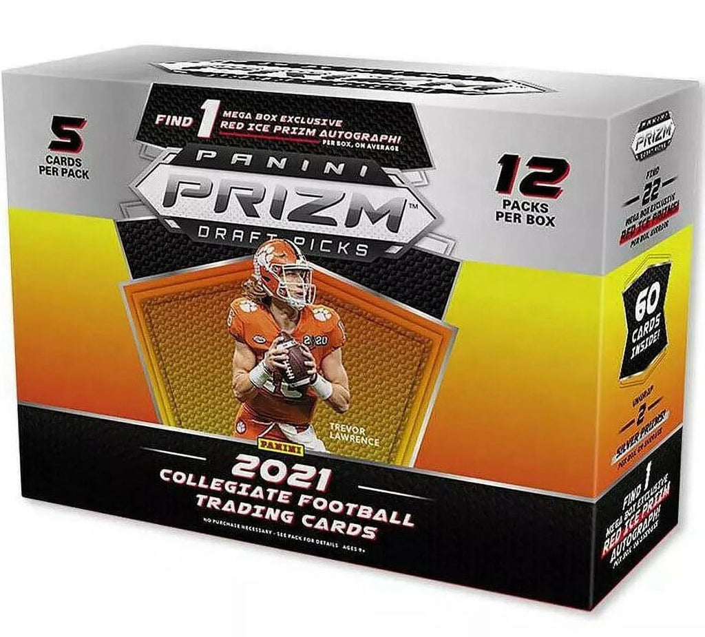 2021 Panini Prizm Draft Picks Football Mega Box - 12 Packs - 1 Gold Ice Auto