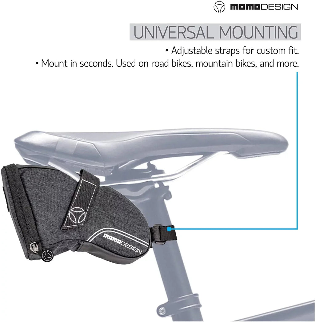 MOMODESIGN Bike Saddle Bag Climate Safe Perfect for Storage Led Tail Light & Reflective Design Capacity of 1.2 L