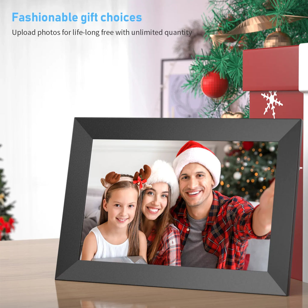 JEEMAK Smart Digital Photo Frame 7" WiFi HD IPS Touch Screen Built-in 16GB Storage Auto-Rotate Easy Share Photos/Videos via App, Email