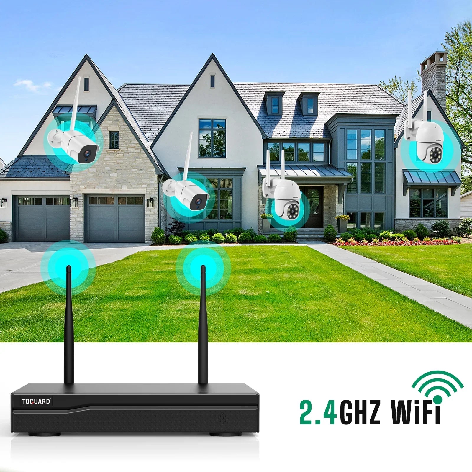 Toguard CCTV Security Camera System Outdoor with 1TB Hard Drive, 2X3MP Wireless WiFi Dome Camera HDMI Connector