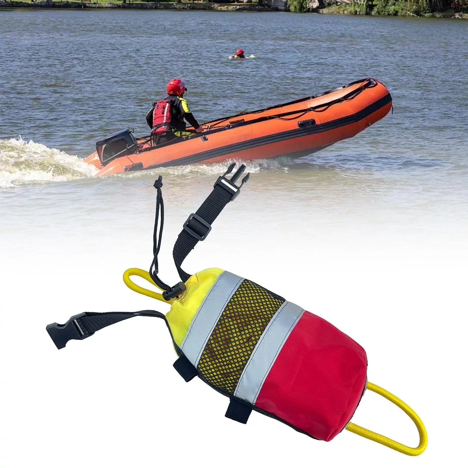 Throwable Throw Bag Flotation Device Reflective Throw Rope Portable 21M Watercraft Throw Bag for Fishing Water Sports Rafting Kayak