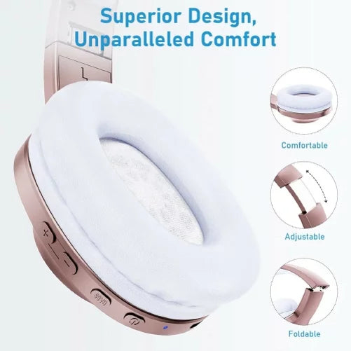 Wireless Headphones Foldable Over Ear Headset w Mic Earphones Hi-Fi Sound G1A for iPad Air 2, iPhone 8 PLUS 7 Plus, Pro 10.5, 6S, 9.7, 13 Pro Max 12 Pro Max 11 Pro Max Plus Mini SE (2020)
