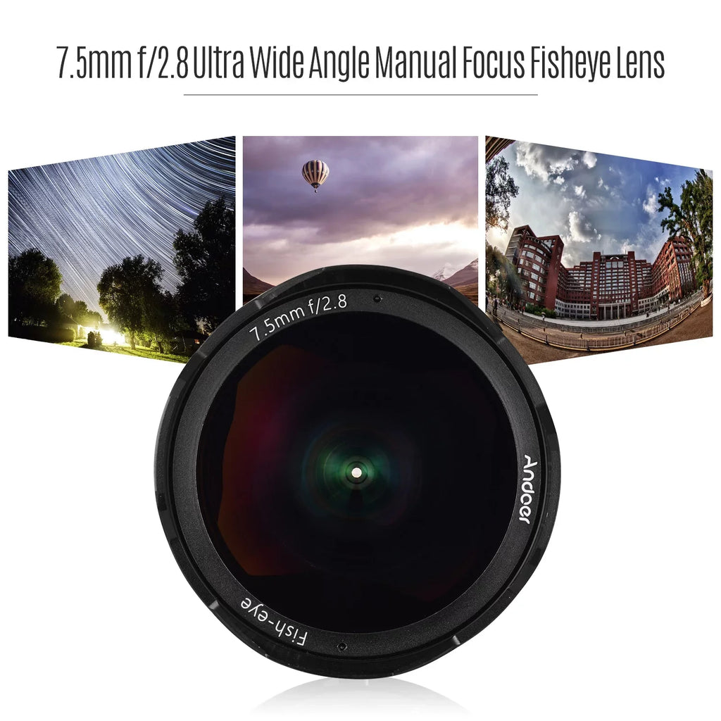 Andoer Camera lens,7.5mm F2.8 Manual Wide Aperture E-mount Lens 180° Wide Aps-c FrameLens Suitable With F2.8 Manual Fisheye Aperture E-mount Lens A6300 A6000 5100 Camera A6600 A6100 Ainn