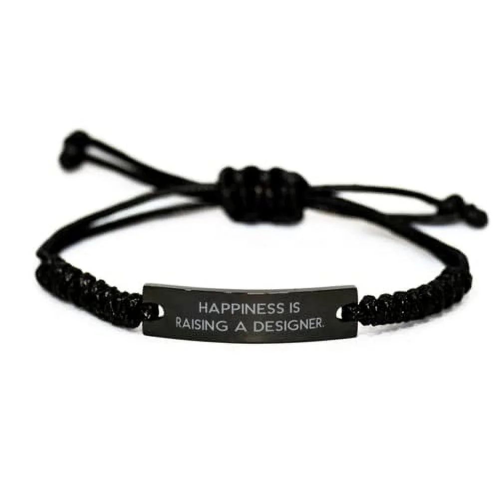 Best Mom, Happiness is Raising a Designer, Epic Black Rope Bracelet for from Son Daughter