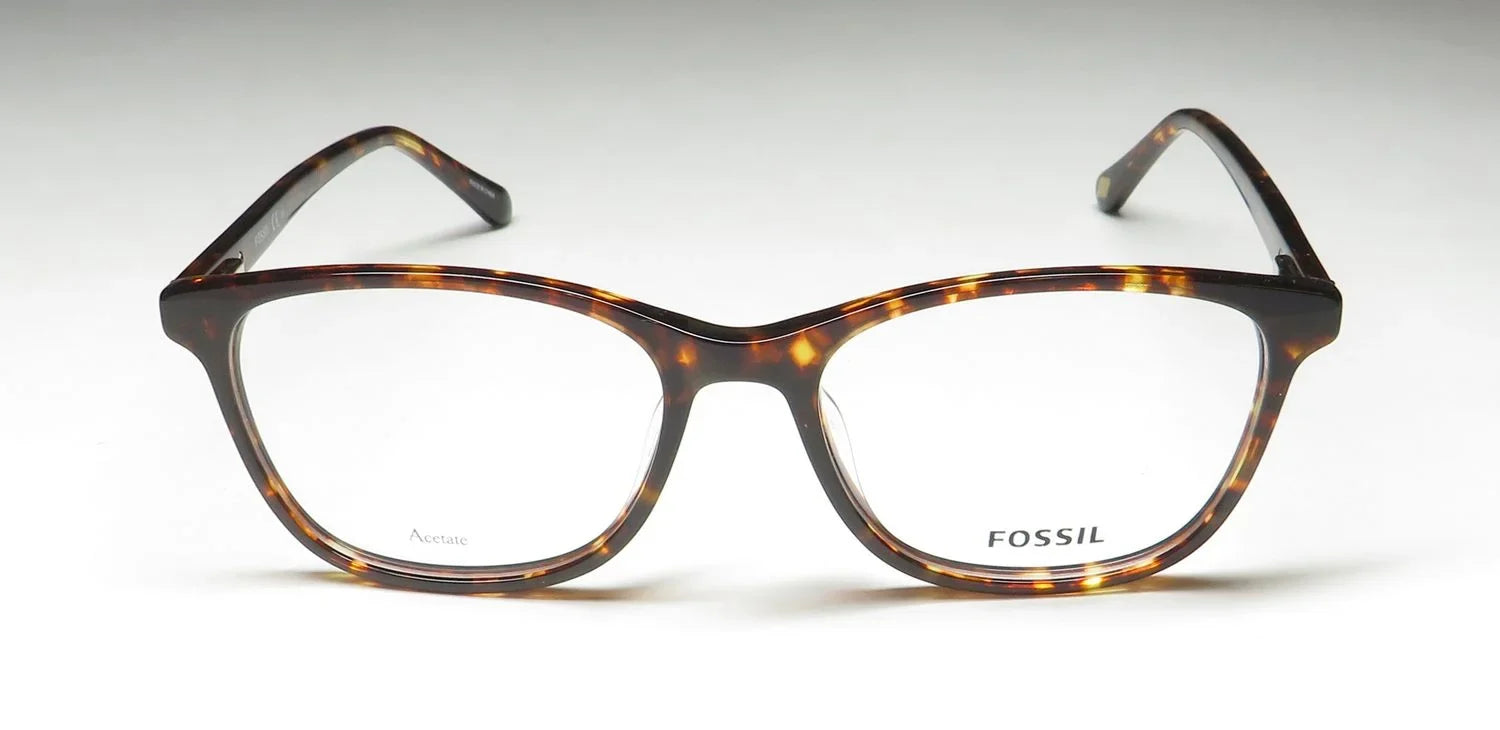 Fossil 7094 Full Rim Rectangular Dark Havana Eyeglasses