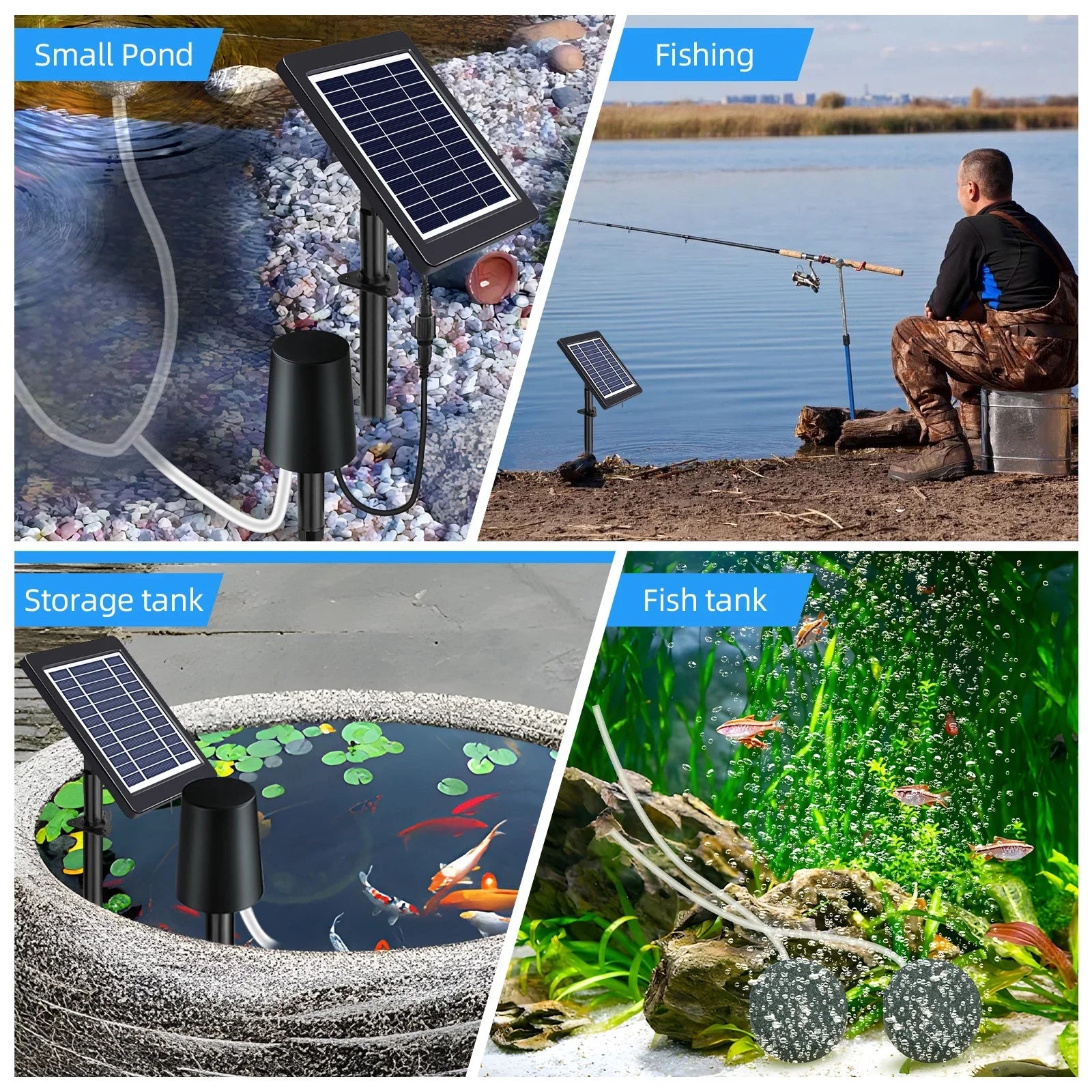 moobody Solar Powered Pond Aerator with Air Pump, 3 Modes 4W, Perfect for Oxygenation in Pond Stock Fishing Hydroponics