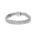 Haus of Brilliance .925 Sterling Silver 1.0 Cttw Womens Miracle Set Round cut Box Clasp Diamond 3 Row Wave Link Bracelet (I-J Color, I2-I3 Clarity) - 7.25" Inches
