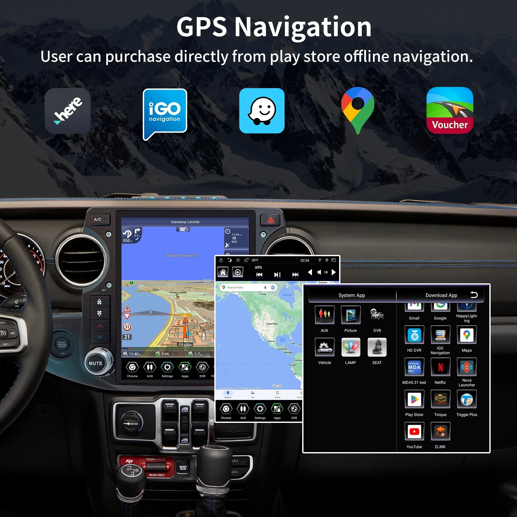 Linkswell Gen5 T-style 12.1 inch Car SirusXm Radio Stereo for Jeep Wrangler Gladiator 2018-2021 Touch Screen Car Navigator Android Truck Replacement GPS radio 4G+64G Apple Carplay Auto