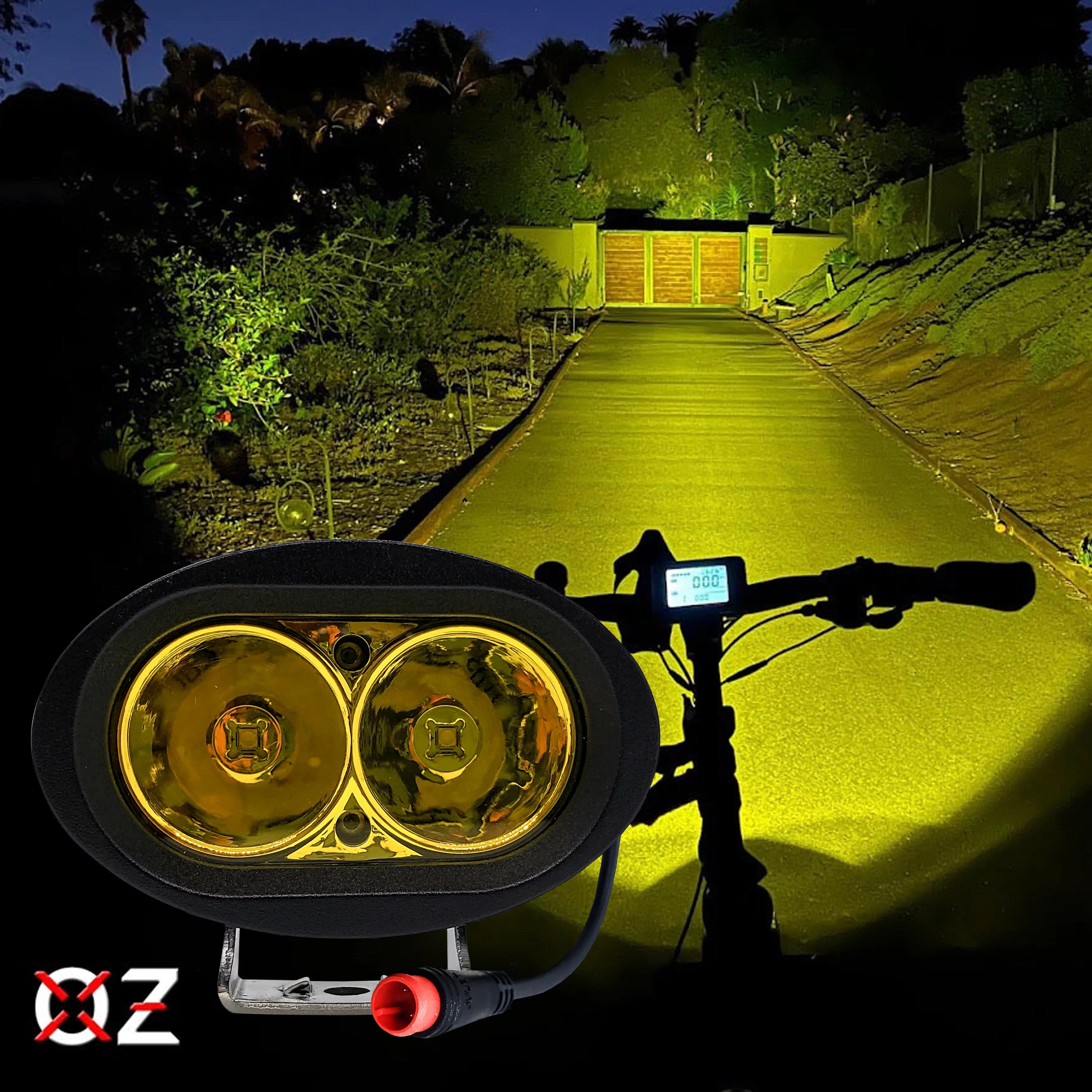 OZ-USA E-bike High Output LED Headlight Neon Yellow Matching with Vamoose Mammoth Rad Power Bikes RadMini RadRover RadExpand RadRunner