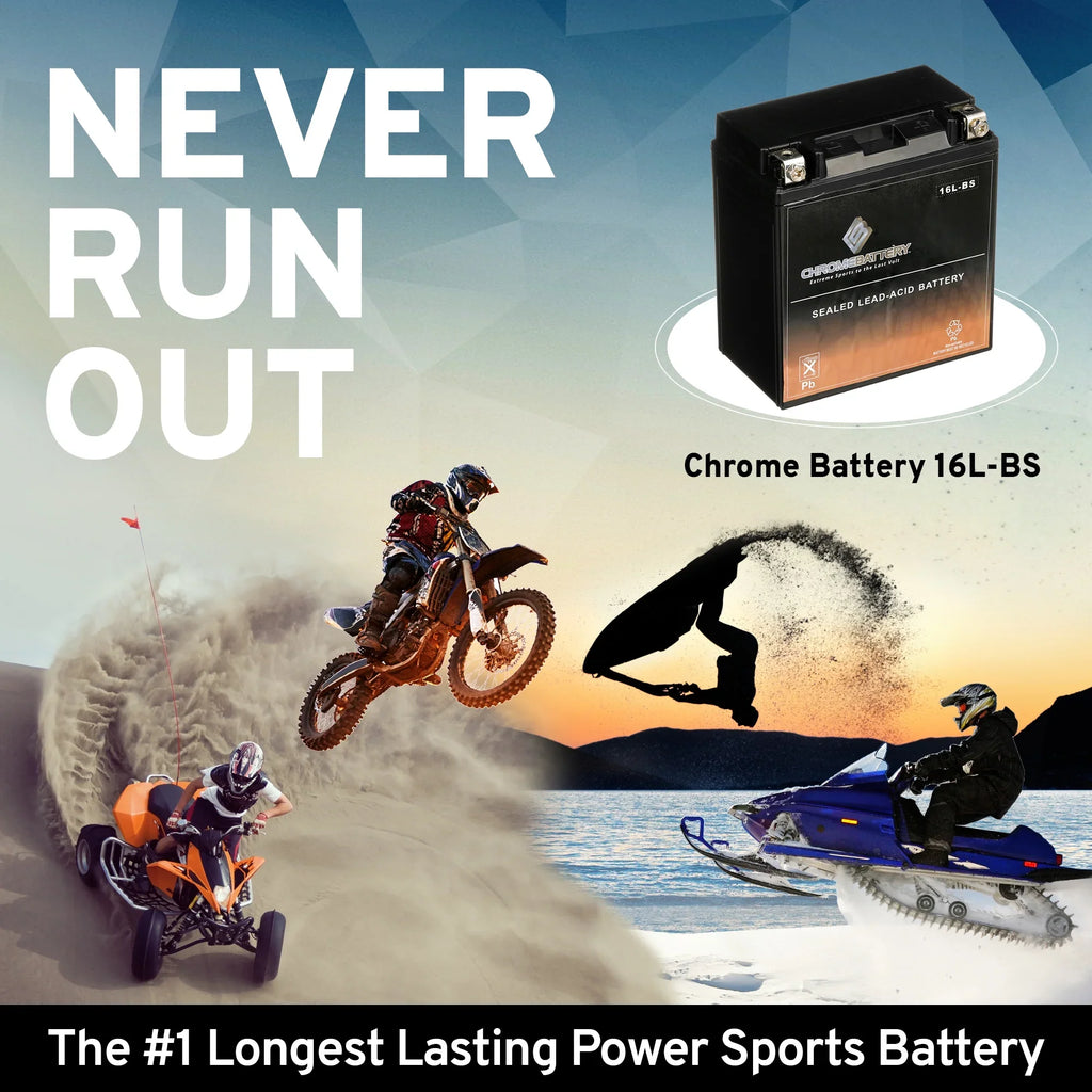 Chrome Battery YTX16L-BS (16L-BS 12 Volt,14 Ah, 230 CCA) Pwc Battery for Kawasaki (jet Ski) Js400 Year (76)