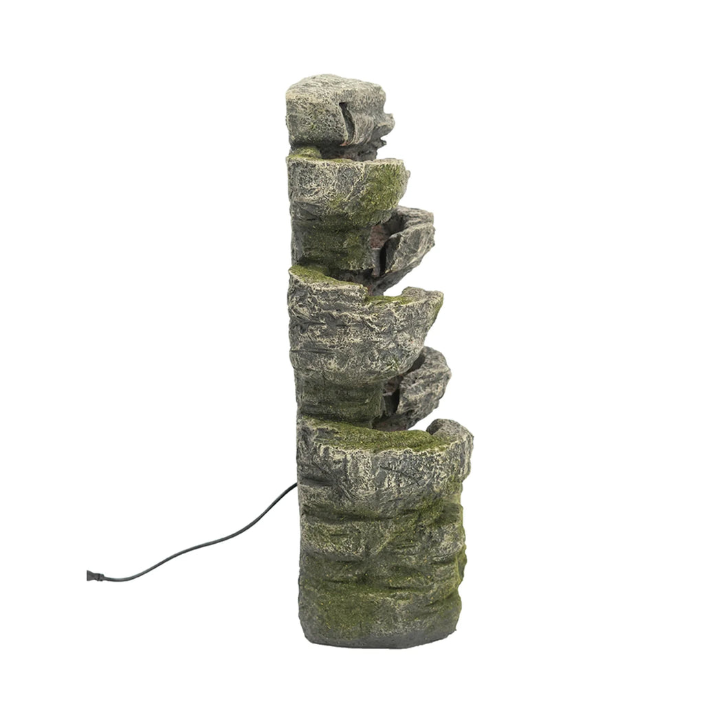 CC Home Furnishings Cascading Stone Tabletop Outdoor Fountain with Light - 13.75" - Brown