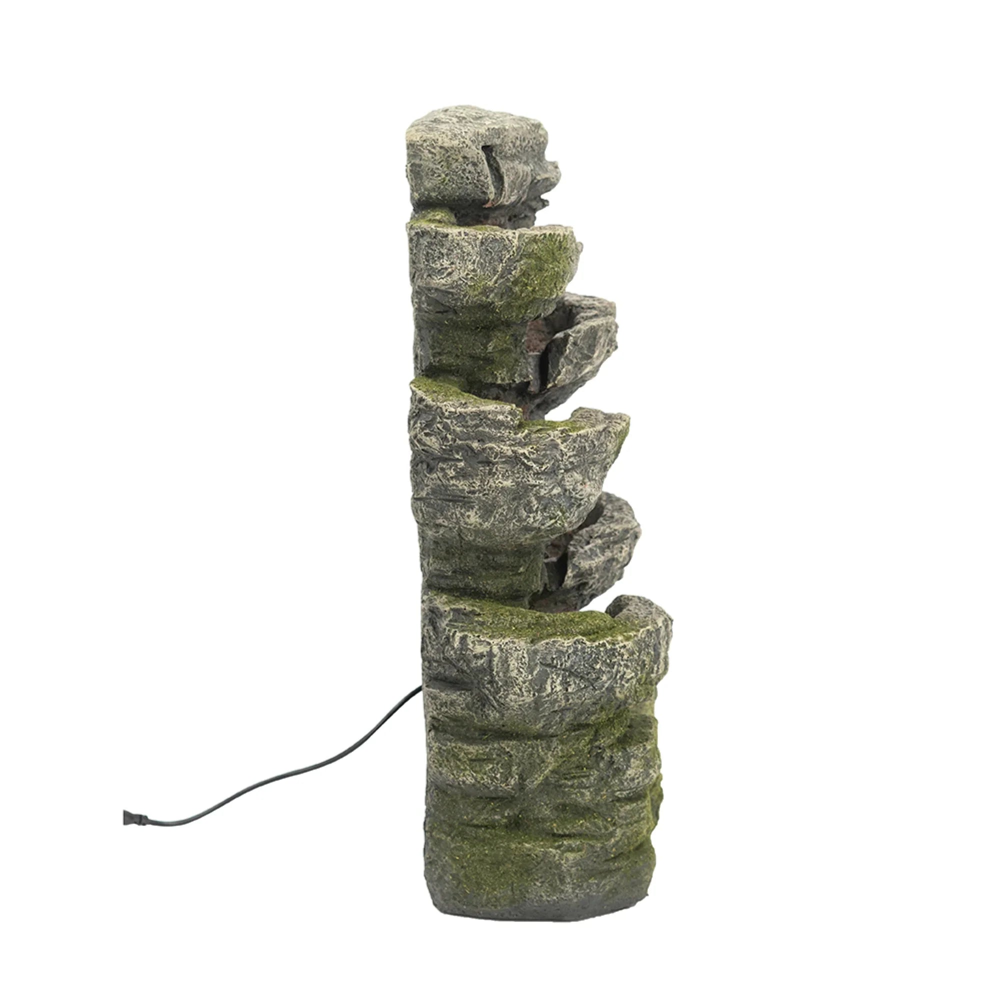 CC Home Furnishings Cascading Stone Tabletop Outdoor Fountain with Light - 13.75" - Brown