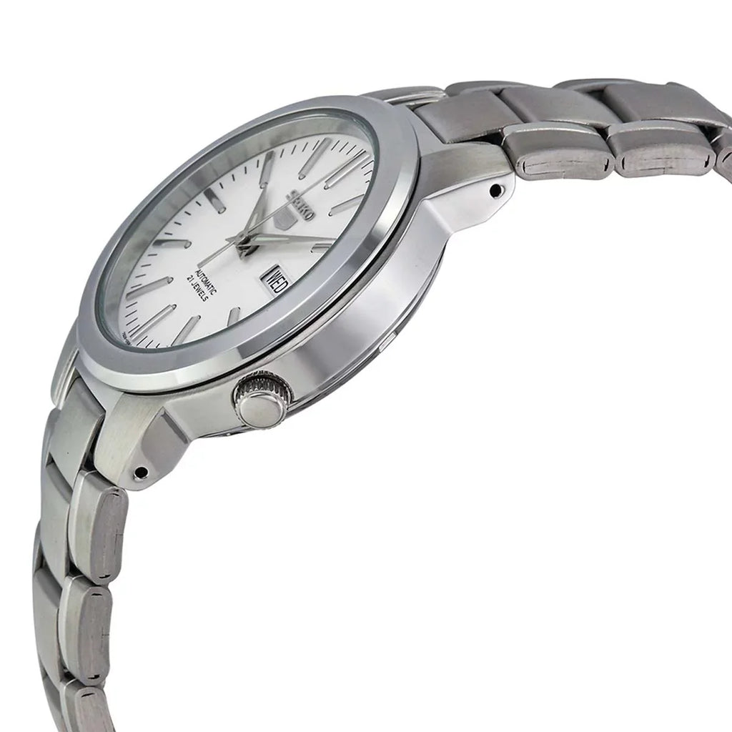 Seiko Men's SNKA01 5 Automatic White Dial Stainless Steel Bracelet Watch