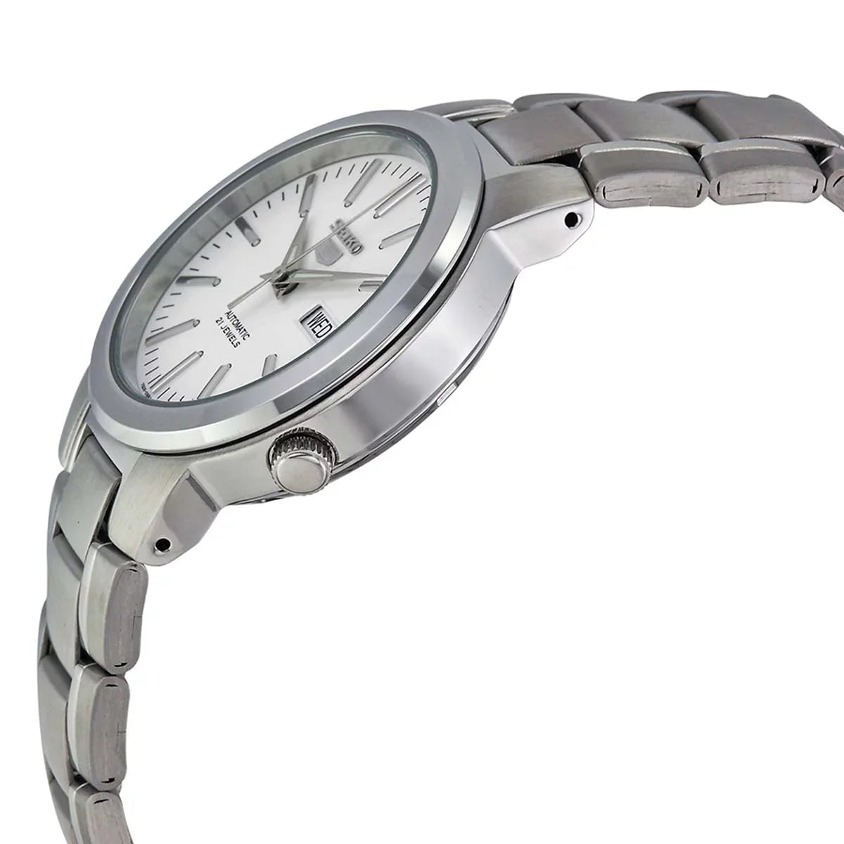 Seiko Men's SNKA01 5 Automatic White Dial Stainless Steel Bracelet Watch