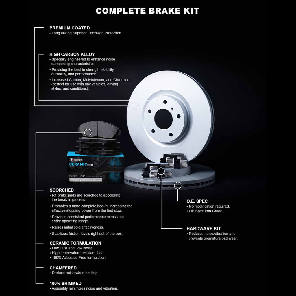 R1 Concepts Wdwh1 76064 R1 Concepts Brake Rotor Carbon Coated With Ceramic Pads Fits select: 2007-2018 TOYOTA YARIS, 2012-2019 TOYOTA PRIUS C