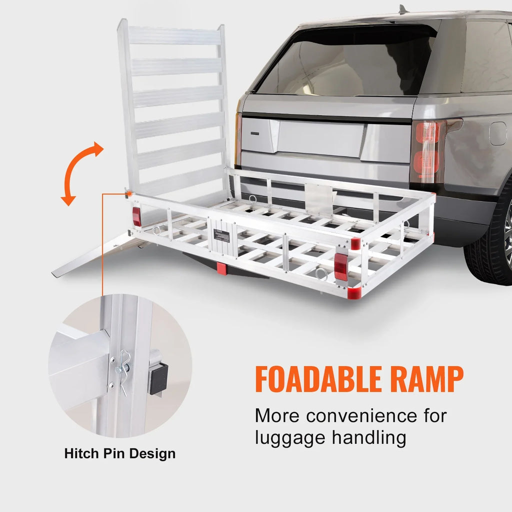 SKYSHALO Hitch Mount Cargo Carrier 47x28x6 in 500lb and Folding Ramp Fits 2" Receiver