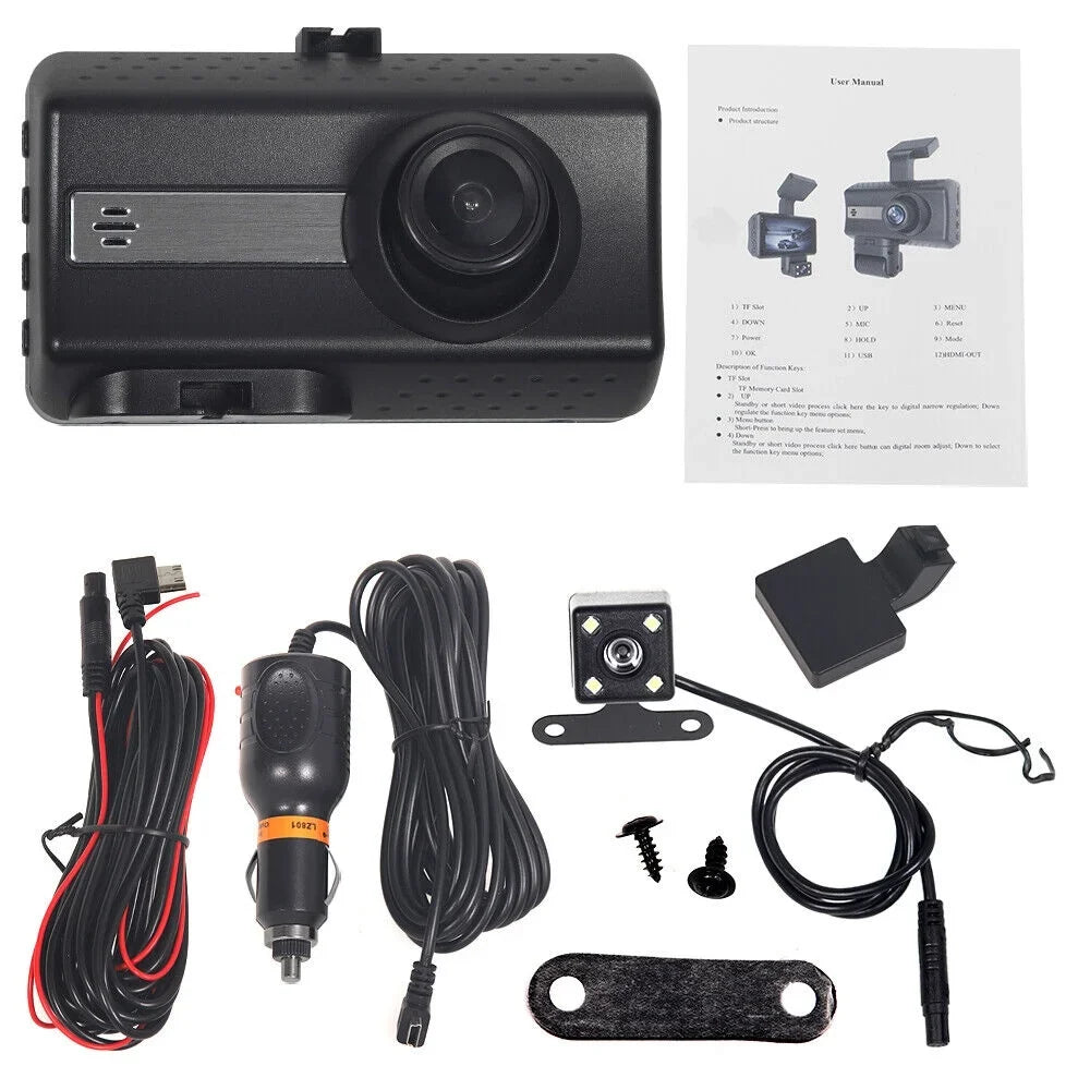 JahyShow Dual Lens Car Dash Cam Recorder: 1080P G Sensor DVR with Front and Rear Camera
