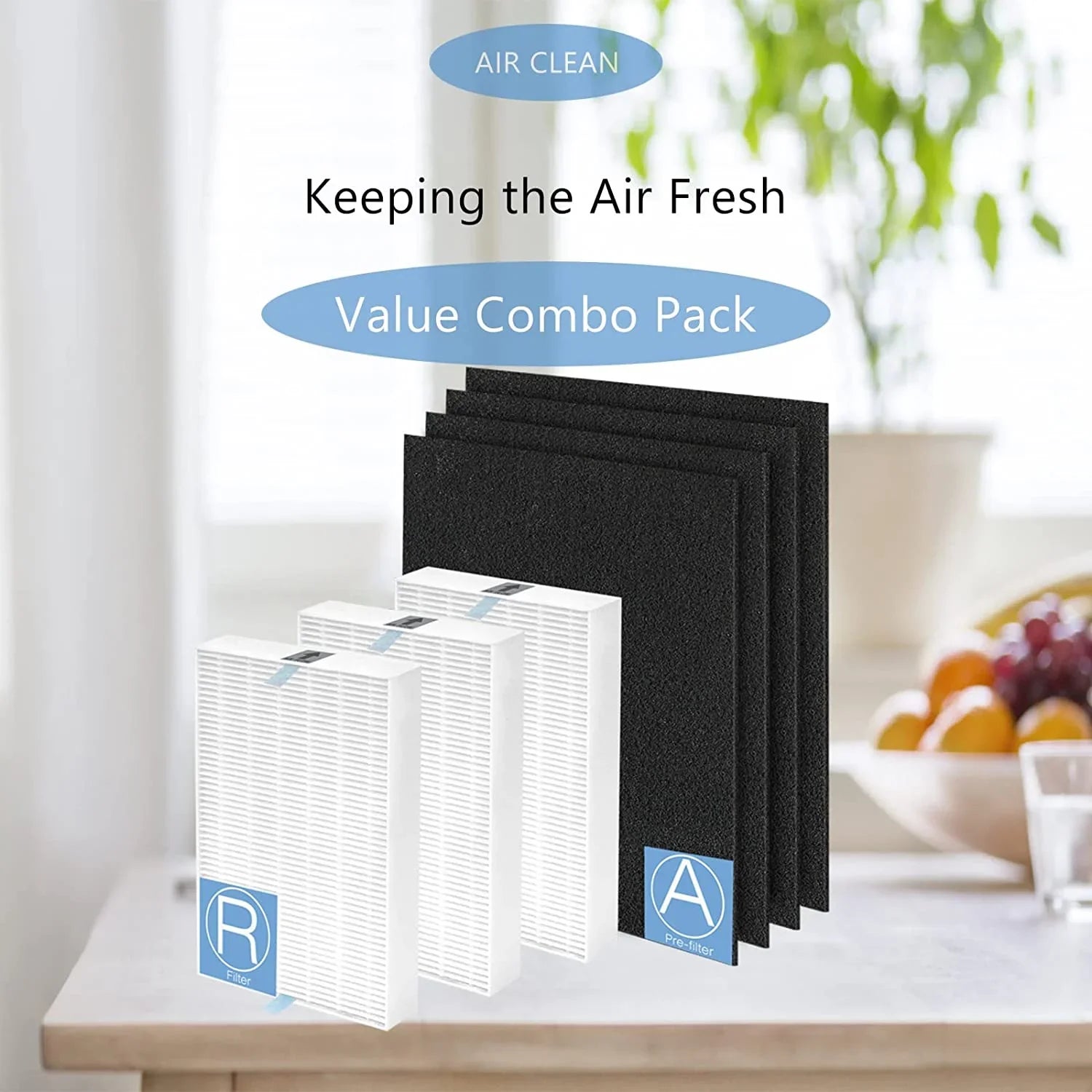 Air Purifier HEPA 13 Filter R, HRF-R3 Suitable with Honeywell Air Purifier HPA300 3 Pack with 4 Pack Precut Activated Carbon Pre-Filters Replacement HRF-AP1,Home Air Purifier Parts & Accessories