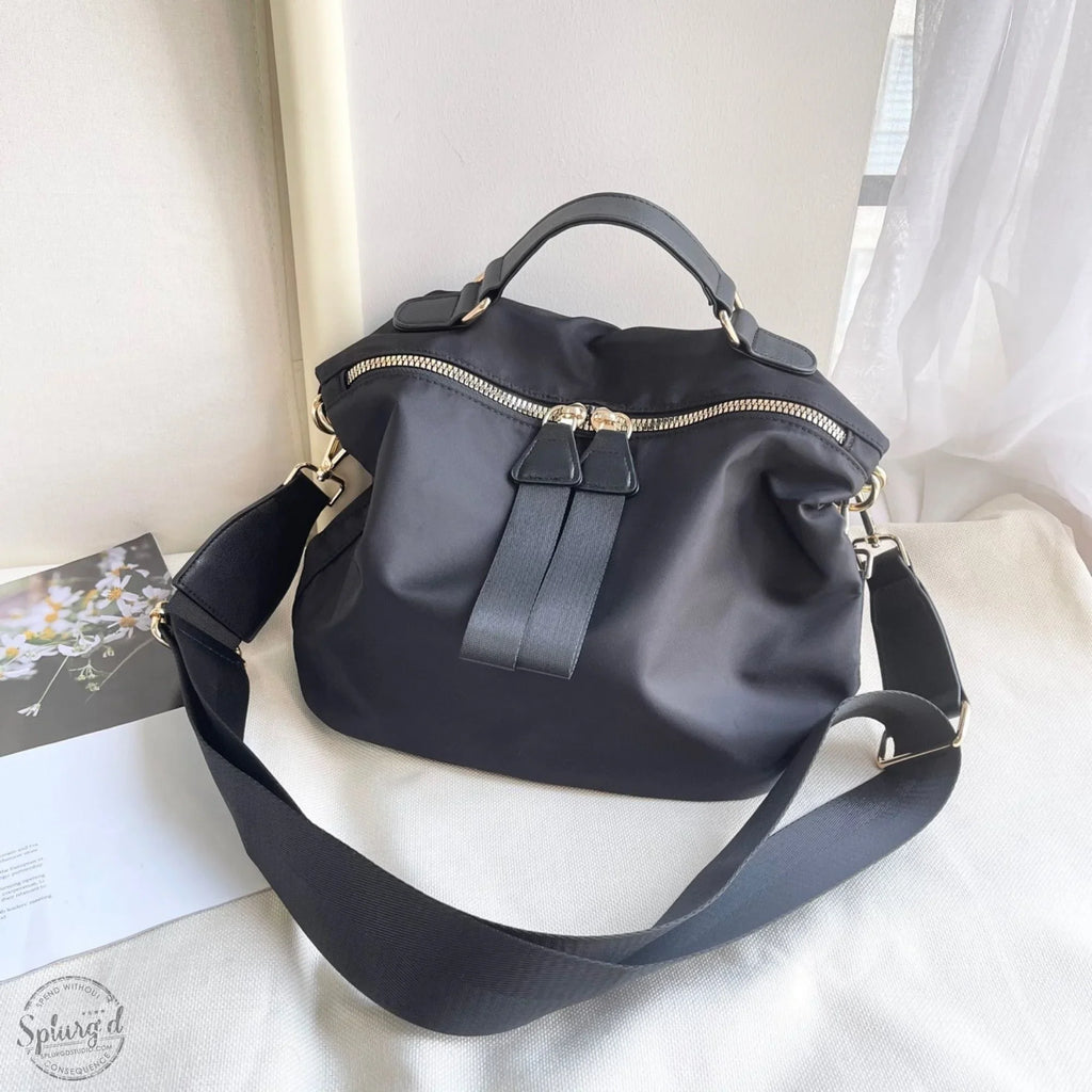 Saddle bag purse medium size with top handle & crossbody strap Black