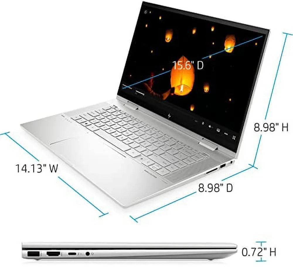 HP 2022 Envy X360 15.6" FHD IPS Touchscreen 2-in-1 Laptop 12th Intel Core i7-1260P 12-Core Iris Xe Graphics 24GB DDR4 1TB SSD Thunderbolt 4 WiFi 6 Backlit KB FP Reader Win 11 Pro w/ RATZK 32GB USB