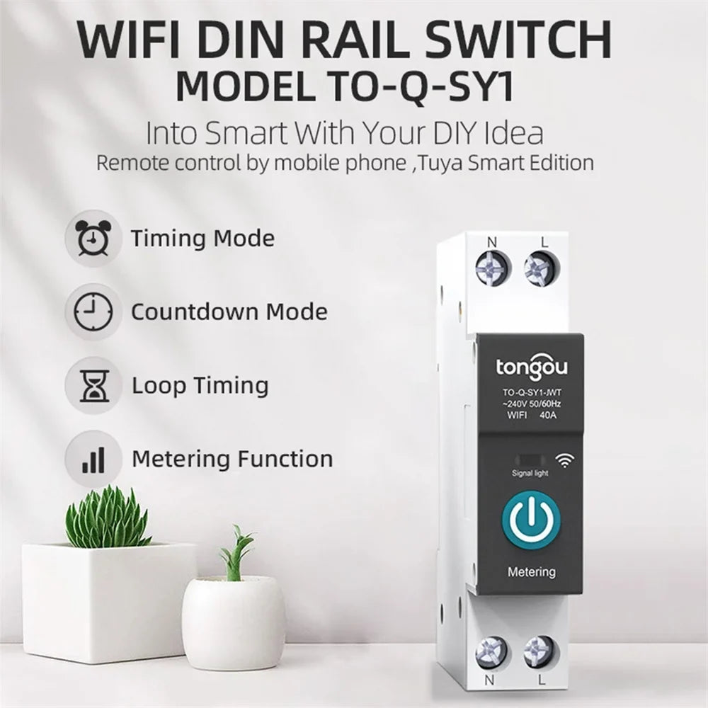 Smart Home Wireless Switch With Metering Function Smart Wifi Circuit Breaker Can Remotely Control Home Switch