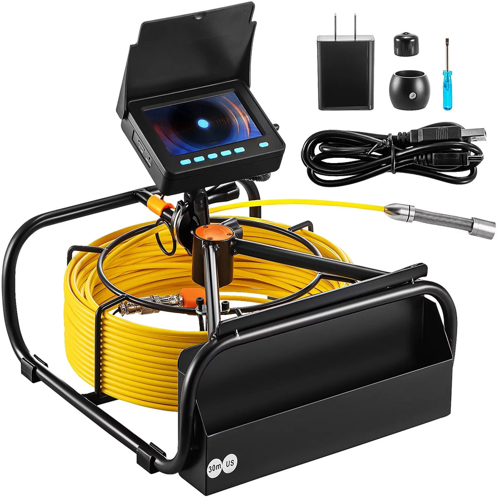 BENTISM Sewer Camera 98.4 FT, Pipeline Inspection Camera 4.3 Inch TFT LCD Monitor Pipe Camera, Duct Inspection Camera with 6PCS LED, 8500MAH Lithium Battery, DVR Function, 30M