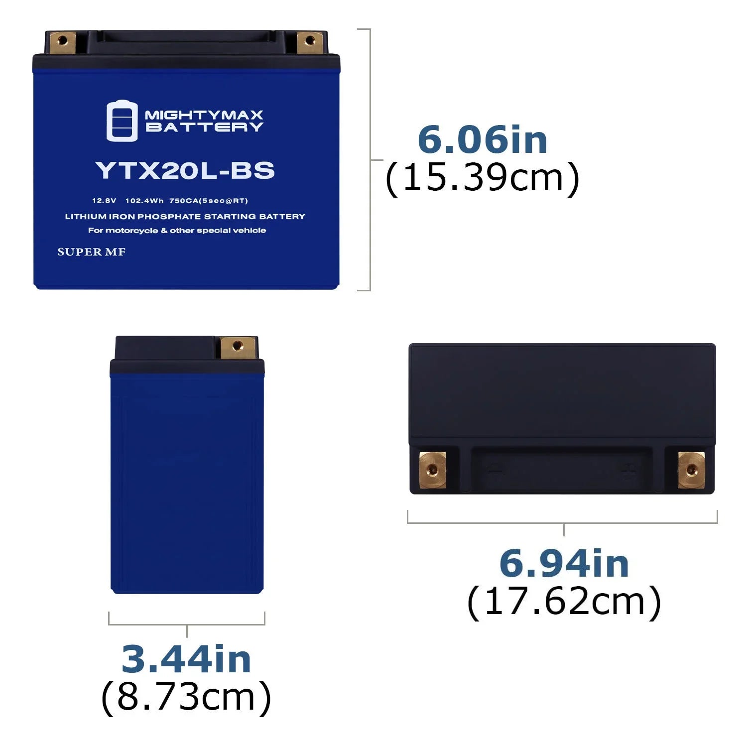 YTX20L-BS Lithium Replacement Battery Suitable with Kawasaki Jet Ski JS750 SXi, SXi Pro 95-02