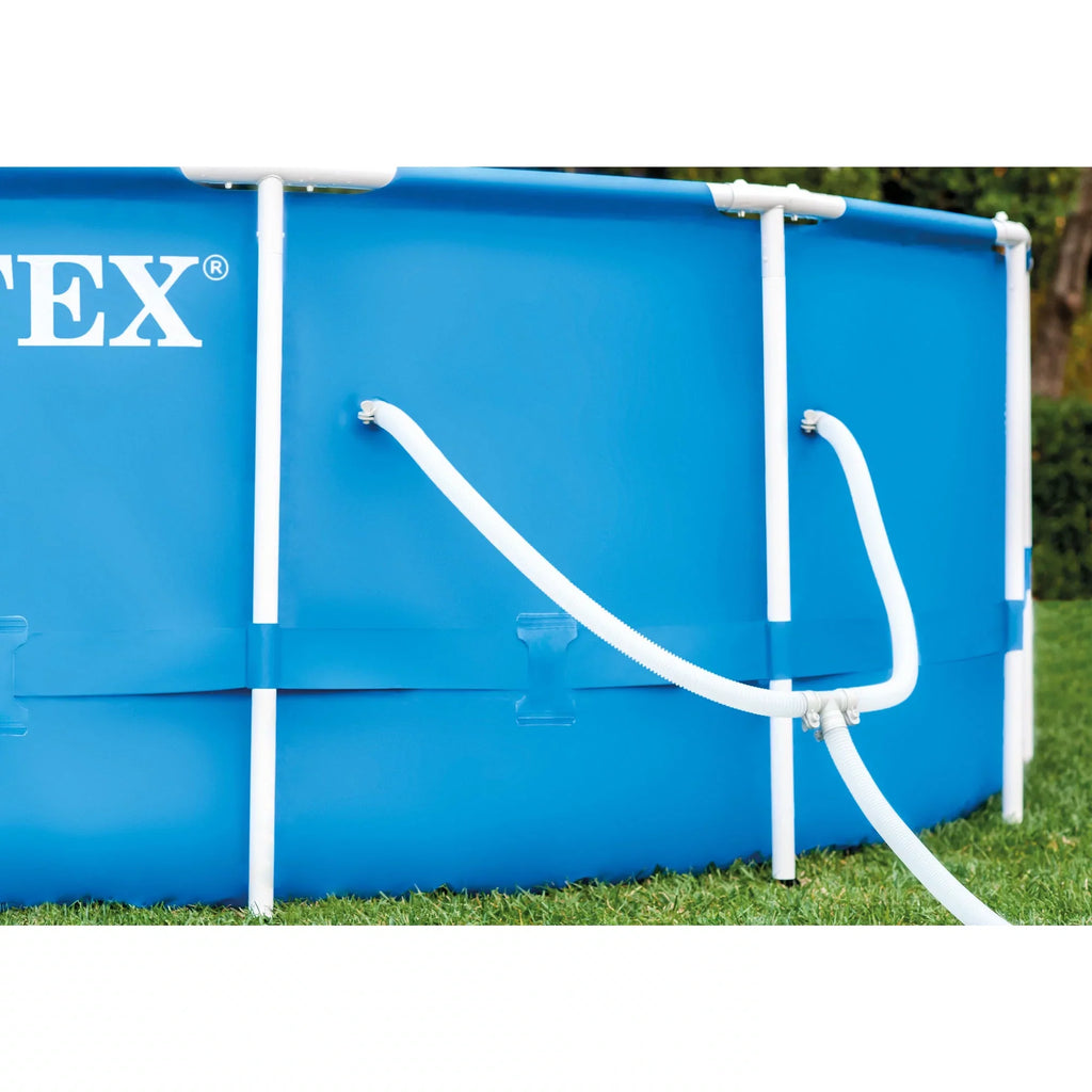Intex Metal Above Ground Pool w/ Pump, Filter Cartridge 6 Pack, and Coating