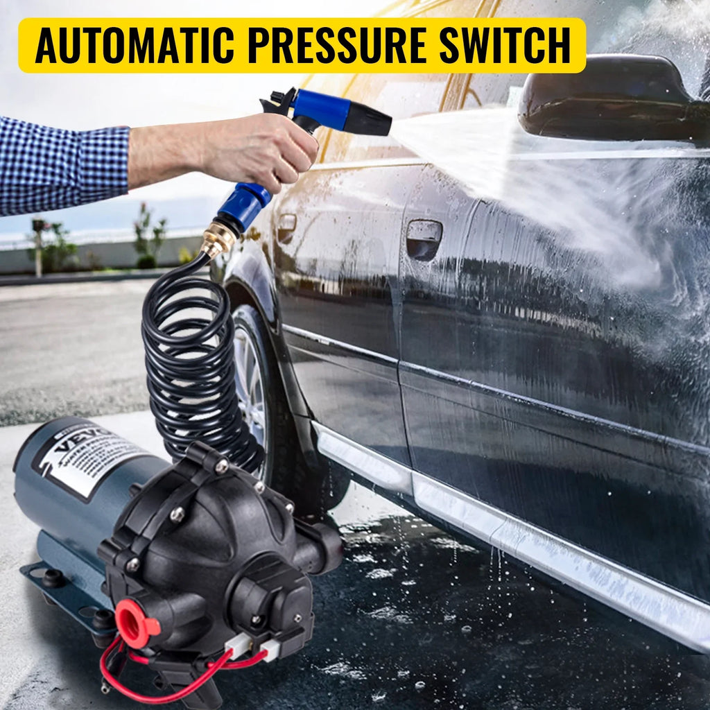 BENTISM RV Water Pump 5.3 GPM 5.5 Gallons Per Minute 12V Water Pump Automatic 70 PSI Diaphragm Pump with 25 Foot Coiled Hose Washdown Pumps for Vessel Caravan Rv Marine Yacht