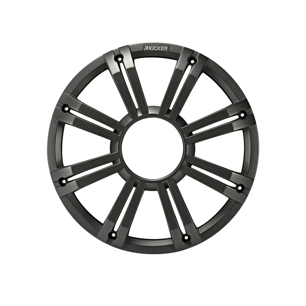 2 Kicker 45KMF104 10" Environment Subwoofers for Freeair Applications - 2 Kicker 45KMG10W 10" LED Grilles (Charcoal)