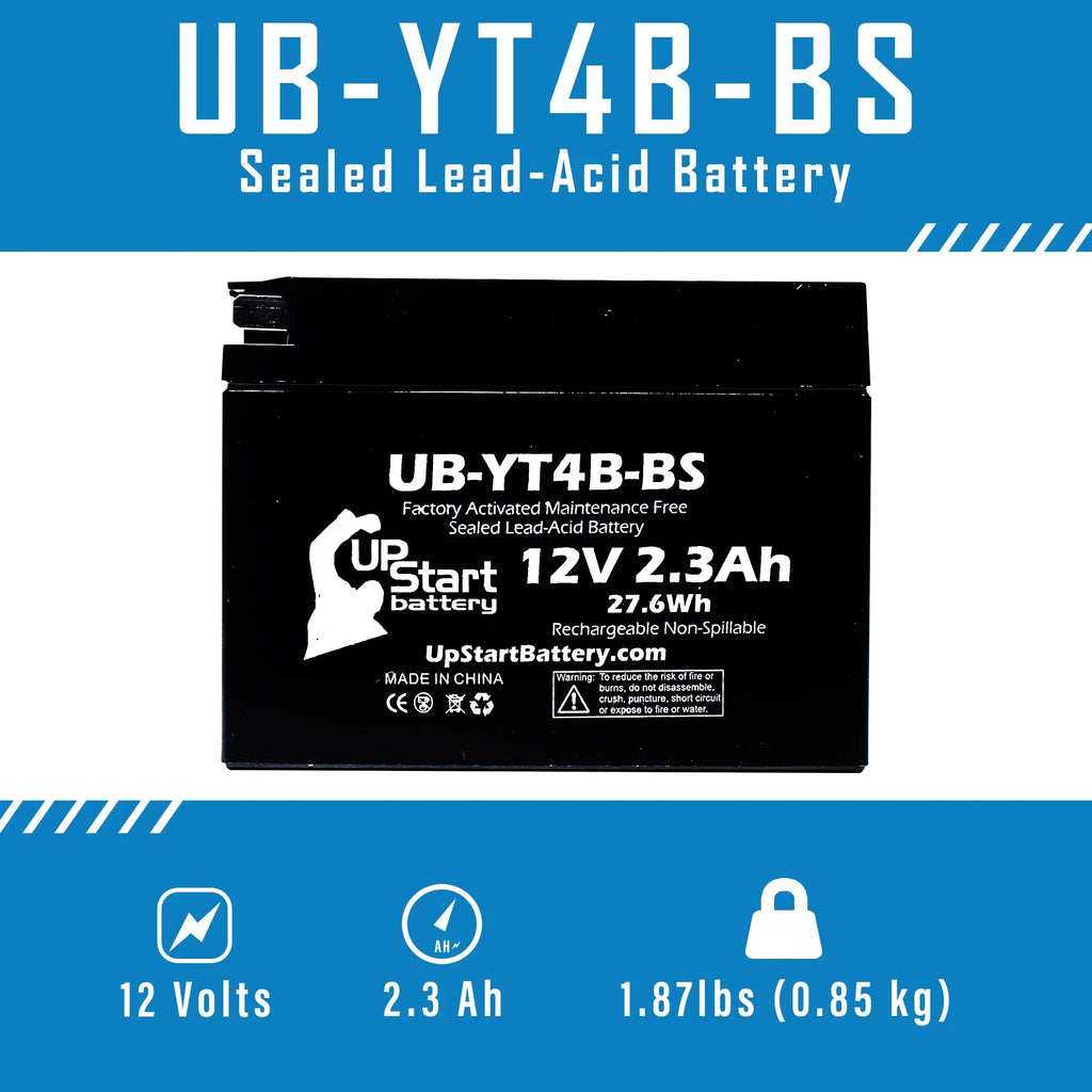 3 Pack - YT4B-BS Battery Replacement for (2.3Ah, 12v, Sealed) Factory Activated, Maintenance Free Battery - Matching with 2015 Yamaha SR400, 2008 Suzuki DR-Z70, 2009 Suzuki DR-Z70