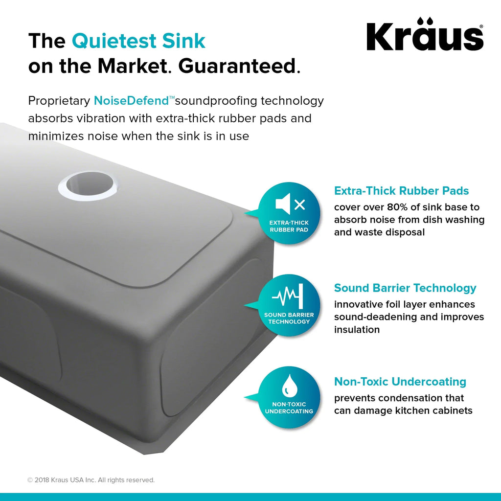 Kraus Standard PRO 23-inch 16 Gauge Undermount Single Bowl Stainless Steel Kitchen Sink with Waste Guard Continuous Feed Garbage Disposal