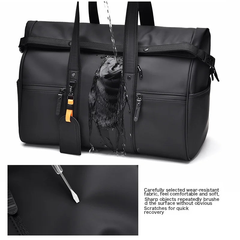 Waterproof Travel Bag Dry And Wet Separation Leather Feel Large Capacity Business Trip Handbag Men'S And Women'S Luggage Bag Sports And Fitness Bag