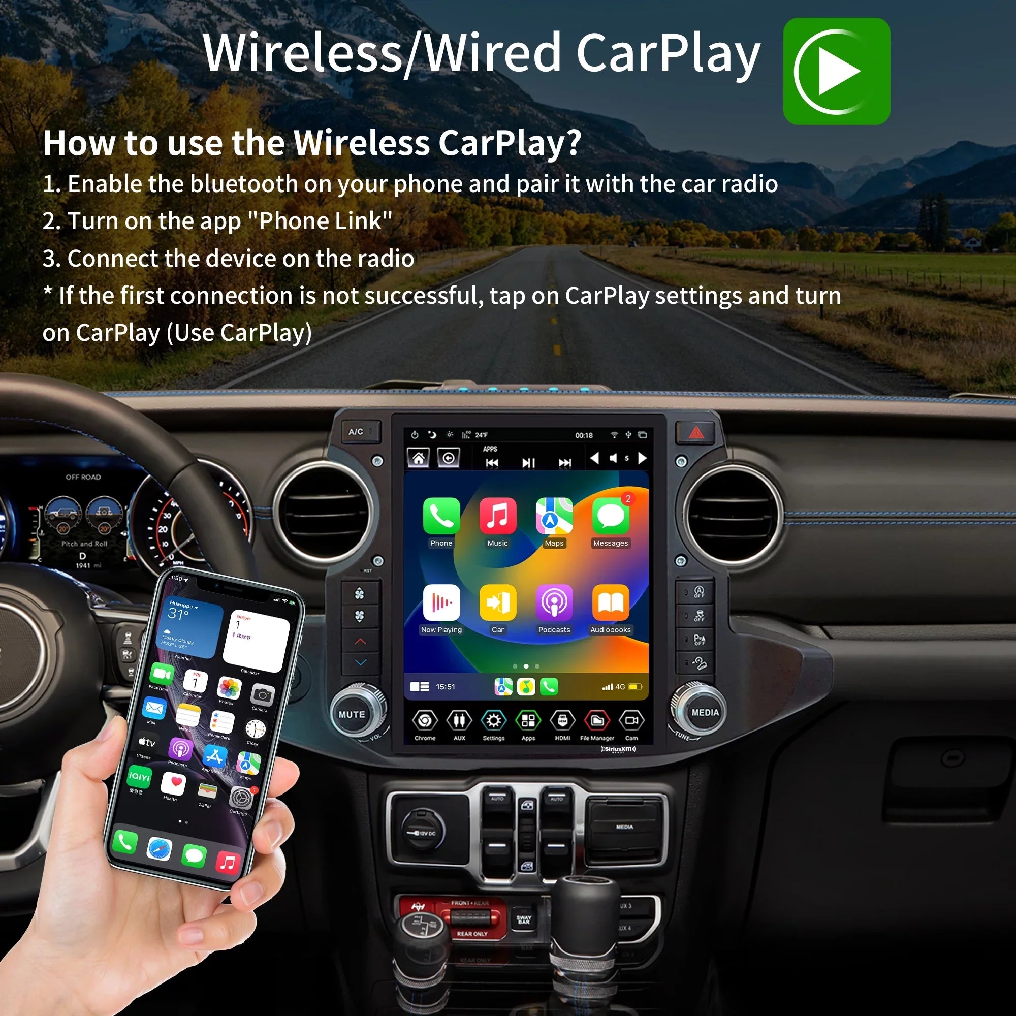 Linkswell Gen5 T-style 12.1 inch Car SirusXm Radio Stereo for Jeep Wrangler Gladiator 2018-2021 Touch Screen Car Navigator Android Truck Replacement GPS radio 4G+64G Apple Carplay Auto