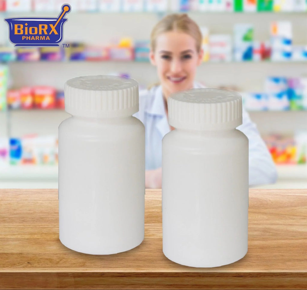 Pharmacy Vials 30 Dram WHITE (QTY. 130) Strong Caps, Mega-Pro, Caps Included by Sponix BioRx