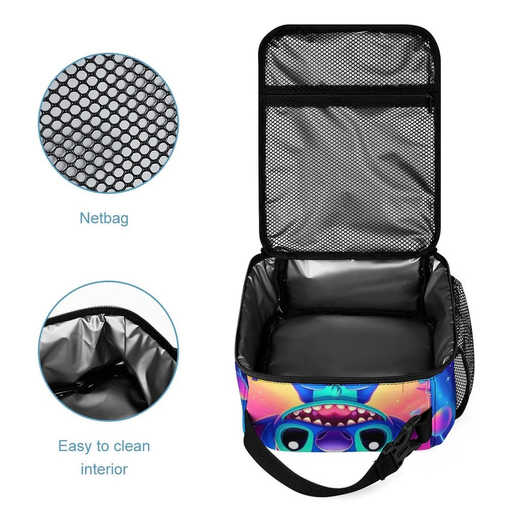 Lilo Art Stitch Portable Lunch Bag Tote Bento Bag School Office Insulated Cooler Thermal Handbag For Adult Boys Girls Kids