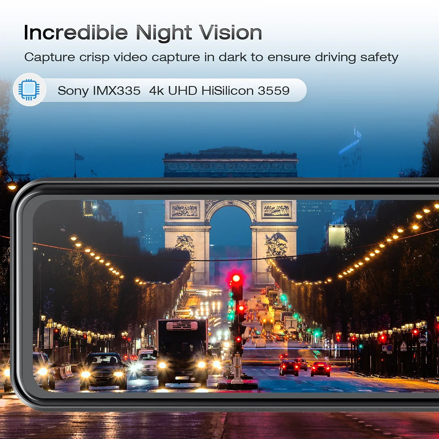 TOGUARD 4K Mirror Dash Cam, 12" Touch Screen Sony Sensor Dual Dash Cam, Rear View Mirror Camera, with GPS, Parking Assist, Super Night Vision