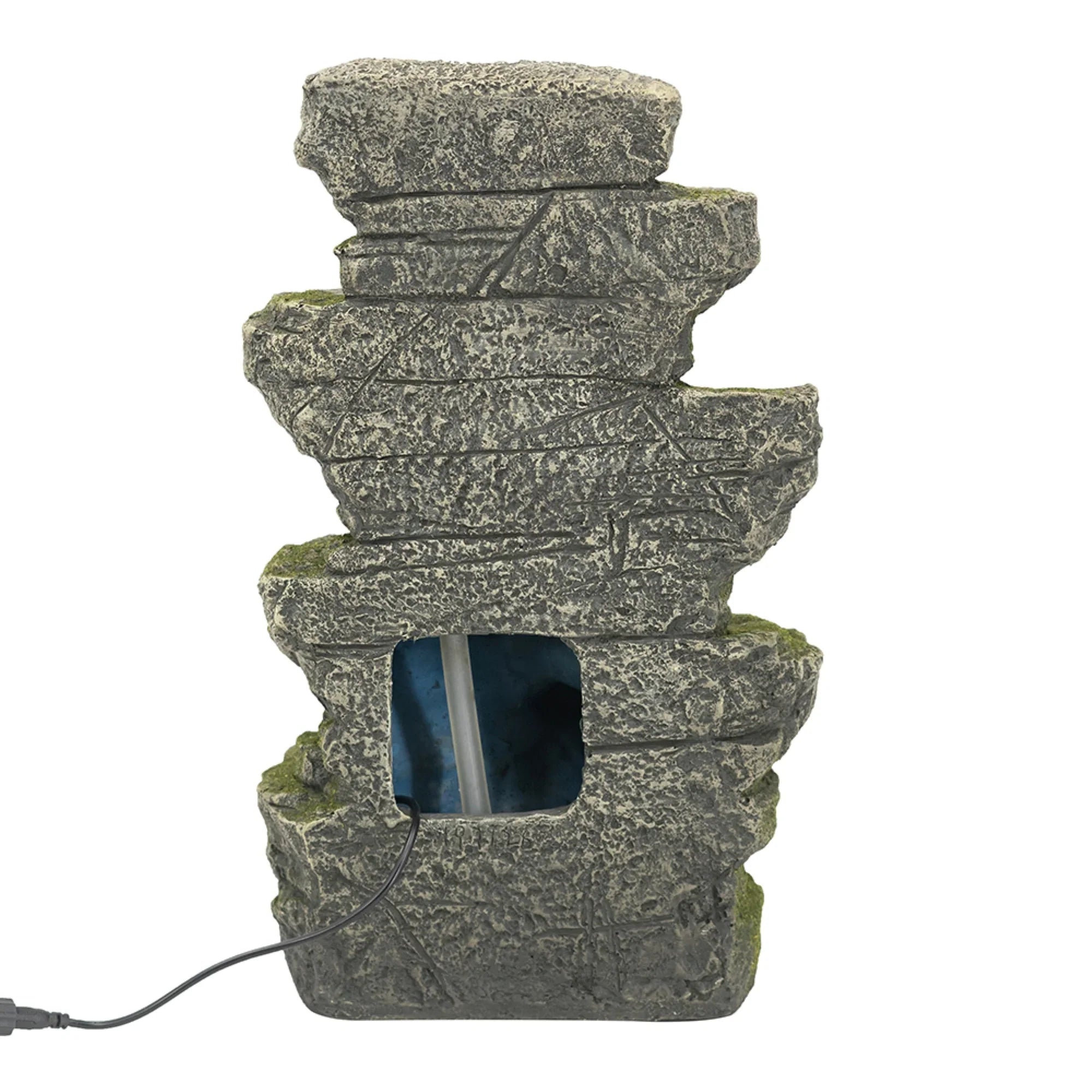 CC Home Furnishings Cascading Stone Tabletop Outdoor Fountain with Light - 13.75" - Brown