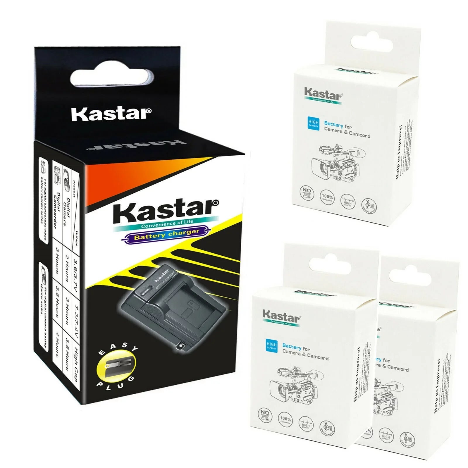 Kastar 3-Pack BP-727 BP727 Battery and AC Wall Charger Fitting with Canon VIXIA HF R500 HFR500, VIXIA HF R600 HFR600, VIXIA HF R700 HFR700, VIXIA HF R800 HFR800, LEGRIA HF M36 HFM36 Cameras