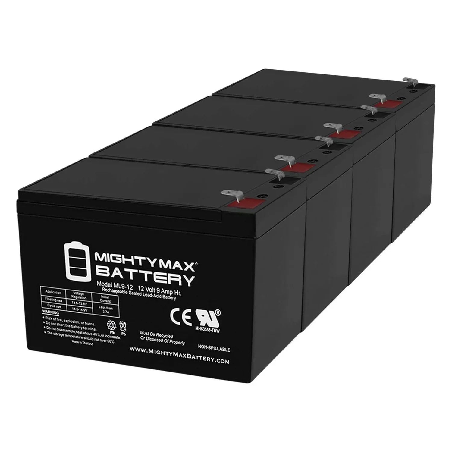 12V 9Ah SLA Battery Replacement for Sea Doo Sea Scooter ZS06 - 4 Pack