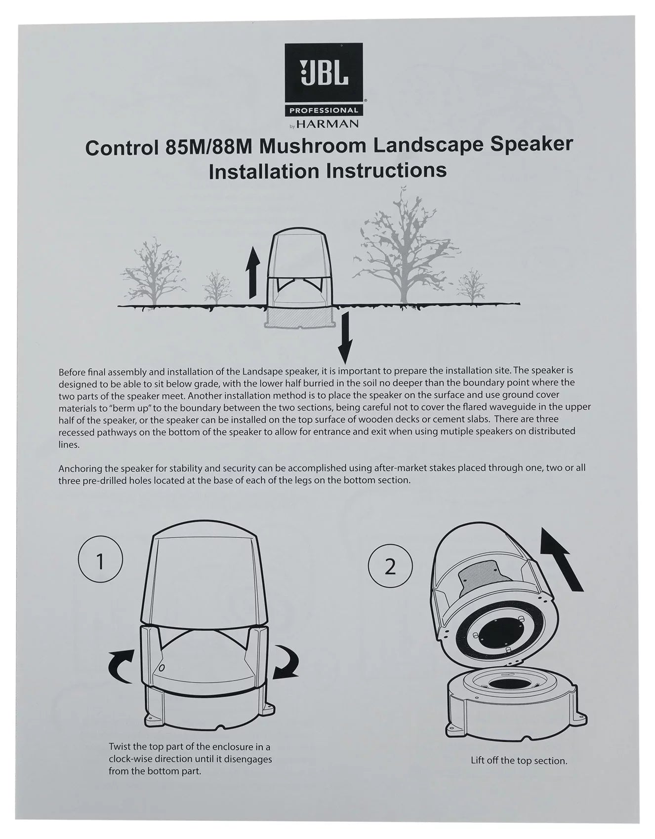 (3) JBL CONTROL 88M 8" Commercial 70v Outdoor Landscape Speakers + Amplifier